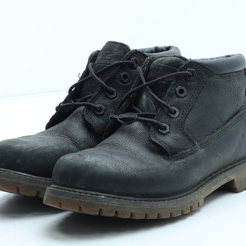 Timberland Womens Black Leather Combat Boot UK