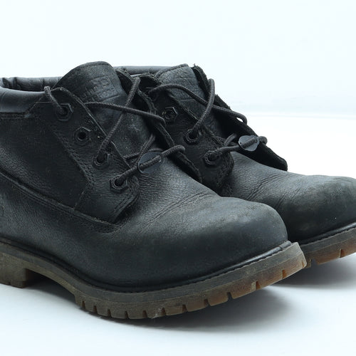 Timberland Womens Black Leather Combat Boot UK