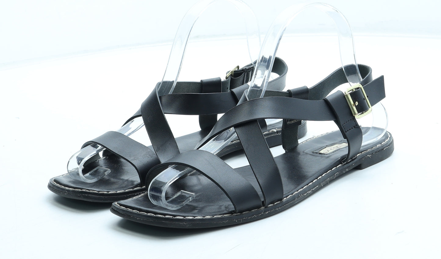 Primark Womens Black Polyurethane Slingback Sandal UK