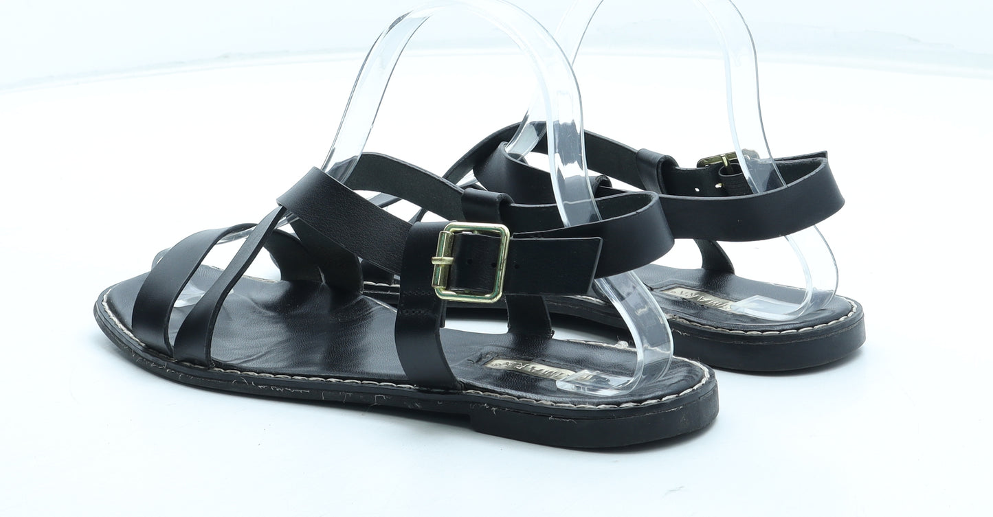 Primark Womens Black Polyurethane Slingback Sandal UK