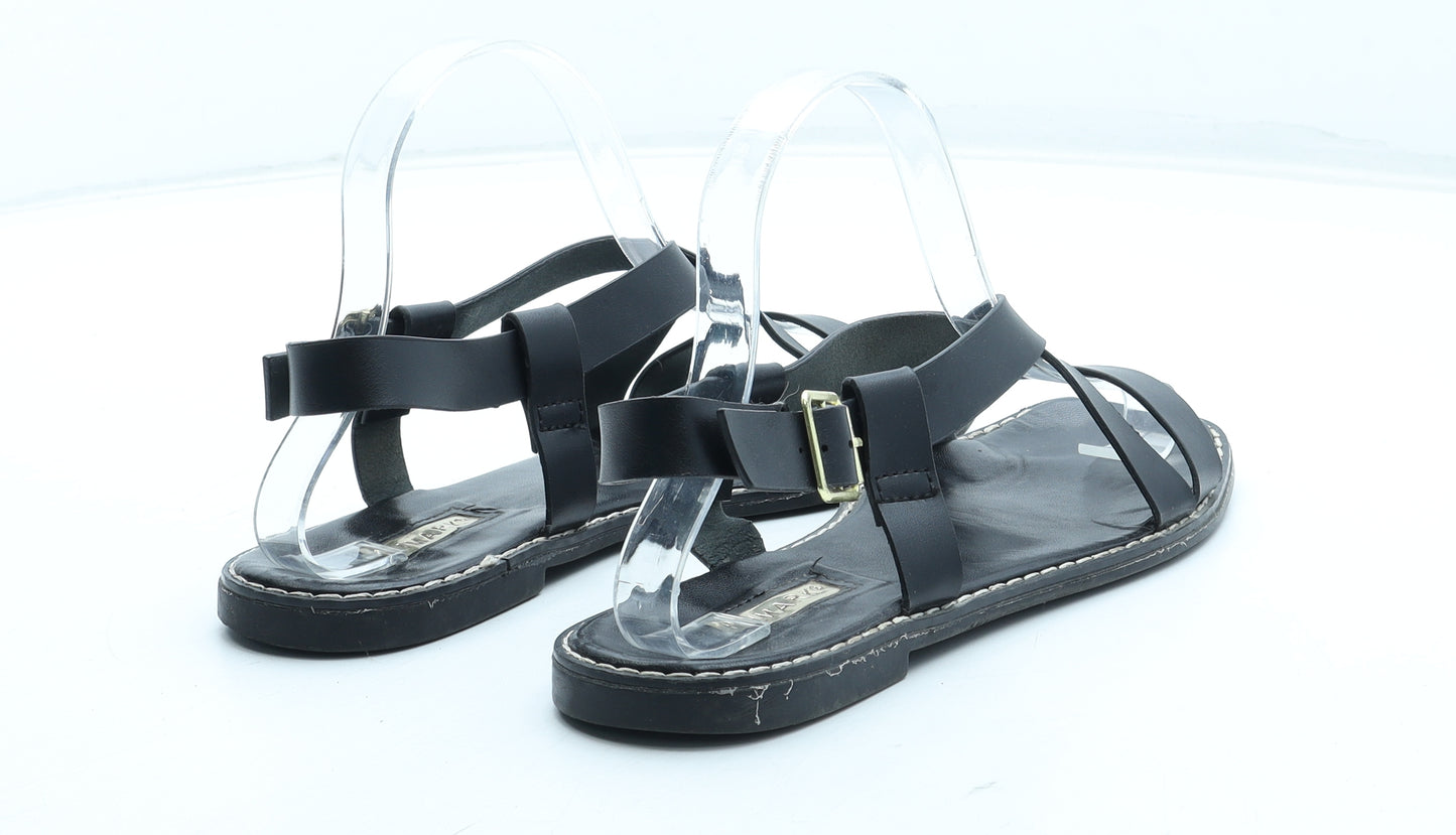 Primark Womens Black Polyurethane Slingback Sandal UK