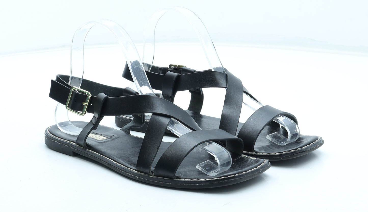 Primark Womens Black Polyurethane Slingback Sandal UK