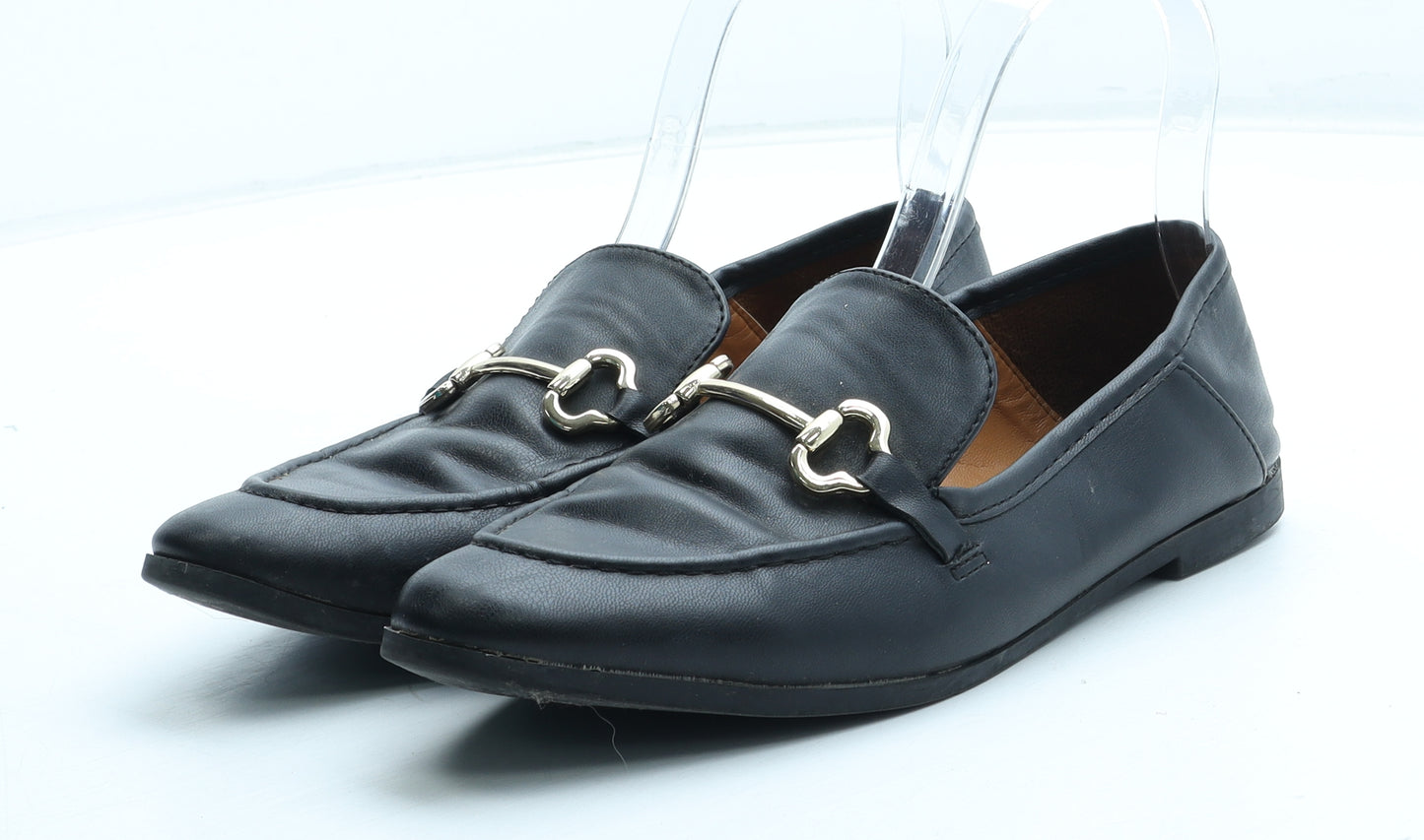 Primark Womens Black Polyurethane Loafer Flat UK