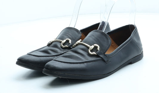 Primark Womens Black Polyurethane Loafer Flat UK
