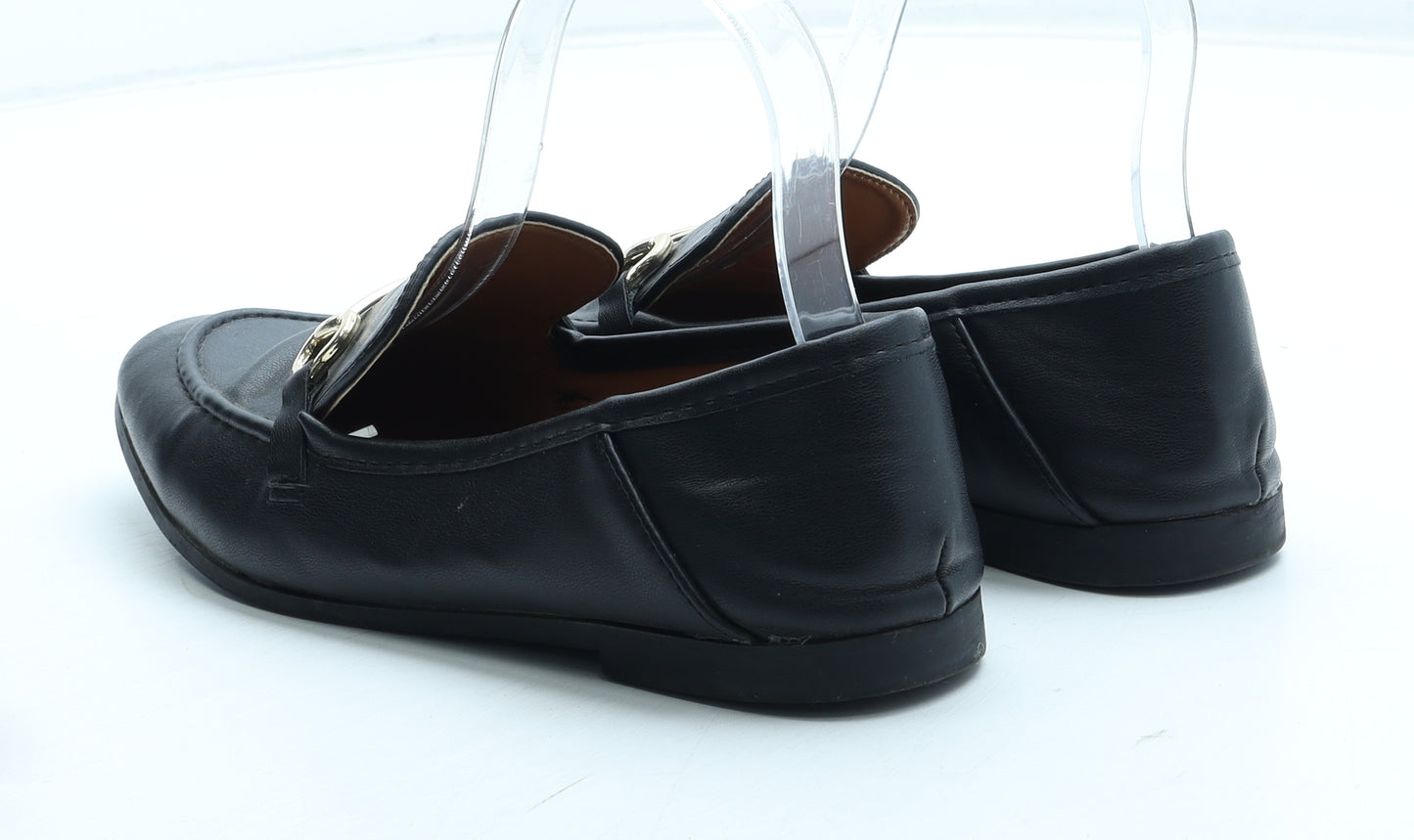 Primark Womens Black Polyurethane Loafer Flat UK