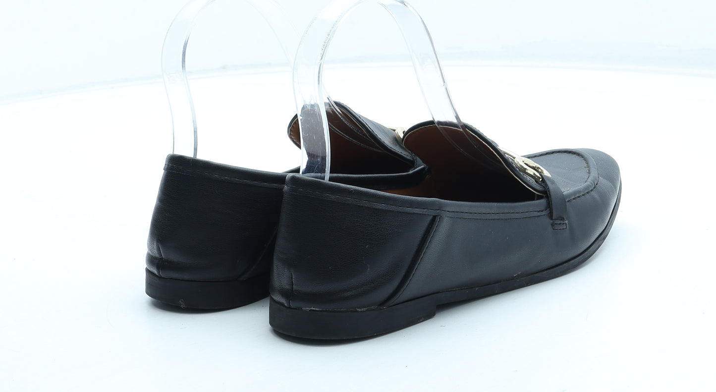 Primark Womens Black Polyurethane Loafer Flat UK