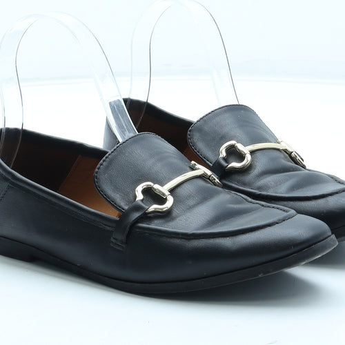 Primark Womens Black Polyurethane Loafer Flat UK