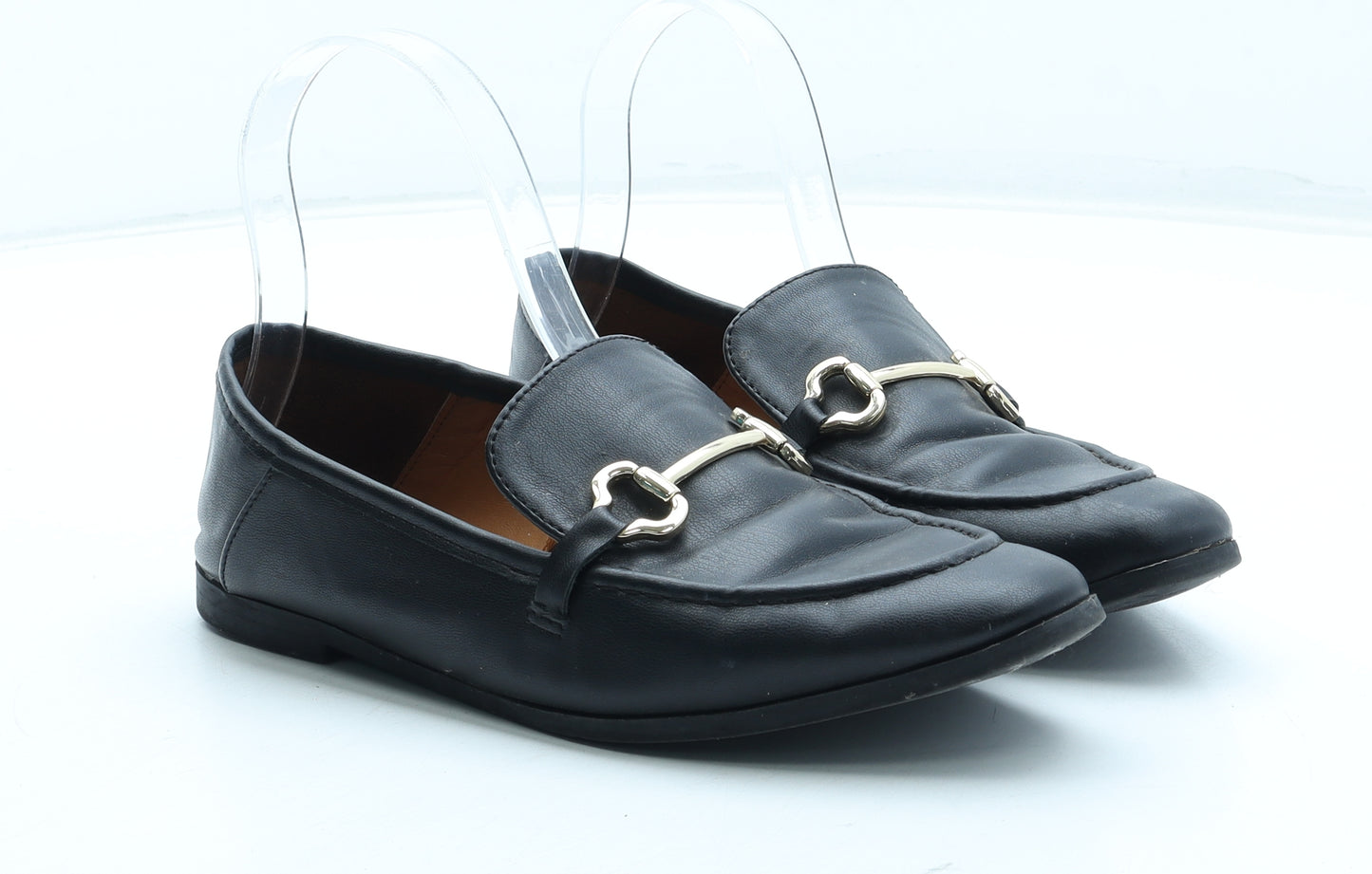 Primark Womens Black Polyurethane Loafer Flat UK