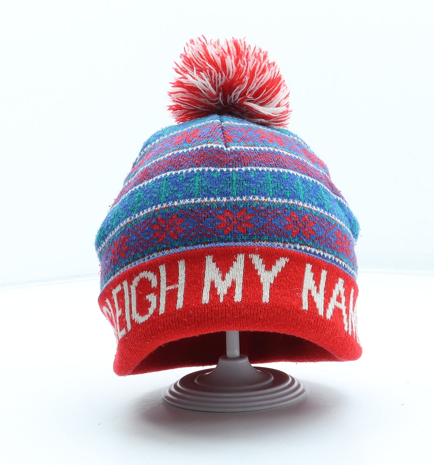 Preworn Mens Multicoloured Fair Isle Acrylic Winter Hat One Size