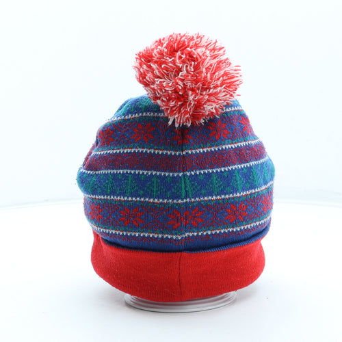 Preworn Mens Multicoloured Fair Isle Acrylic Winter Hat One Size