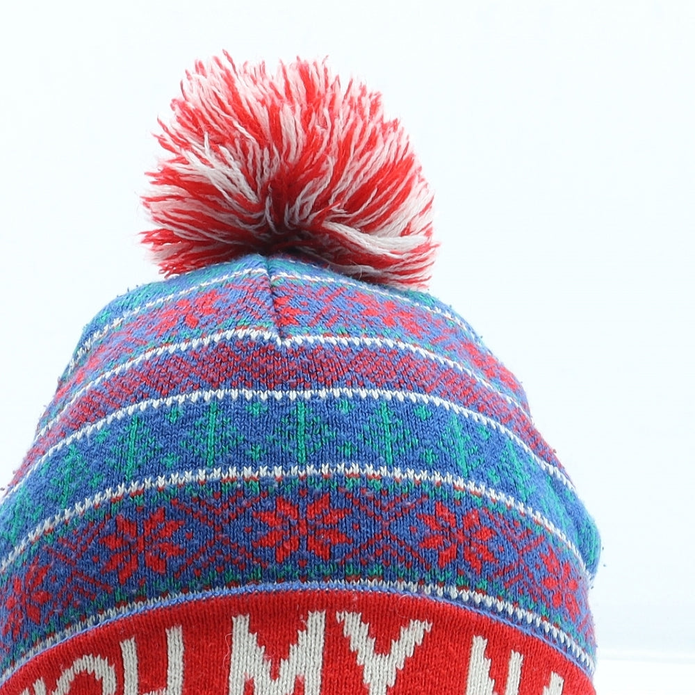 Preworn Mens Multicoloured Fair Isle Acrylic Winter Hat One Size