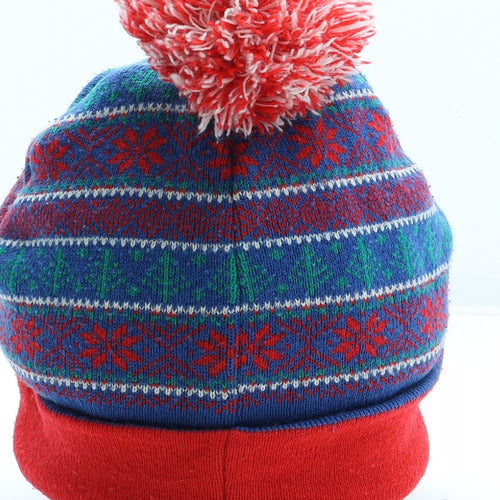 Preworn Mens Multicoloured Fair Isle Acrylic Winter Hat One Size