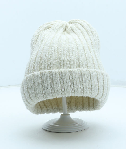 Preworn Womens White Acrylic Beanie One Size