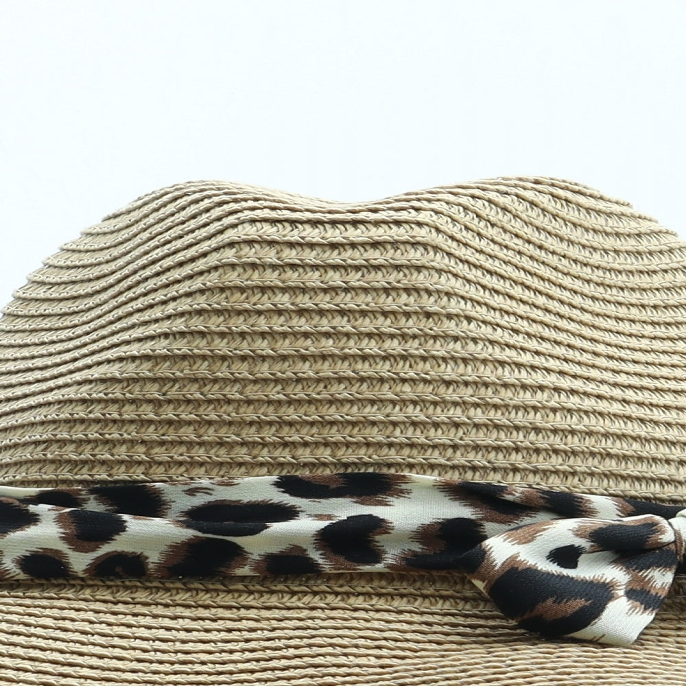 Preworn Womens Brown Animal Print Paper Sun Hat One Size - Leopard Pattern Bow