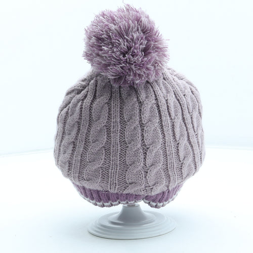 Frozen Girls Purple Acrylic Bobble Hat Size S - Frozen Anna Elsa