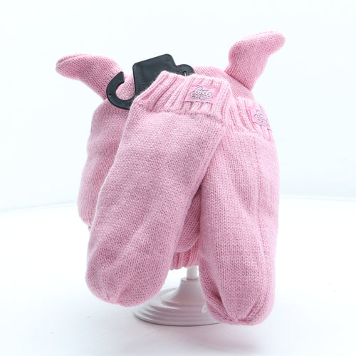 Marks and Spencer Girls Pink Acrylic Beanie One Size - Percy Pig Mittens Included UK Size 6-10 Years