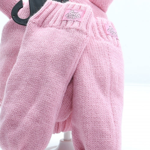 Marks and Spencer Girls Pink Acrylic Beanie One Size - Percy Pig Mittens Included UK Size 6-10 Years