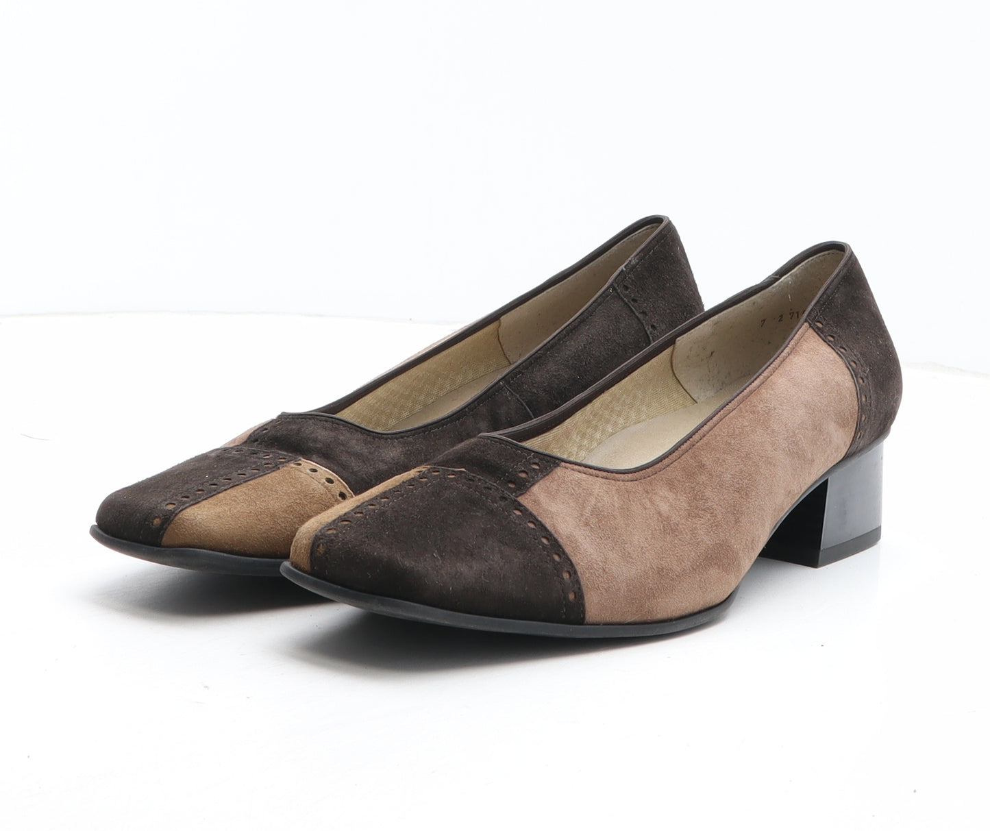 ara Womens Brown Colourblock Leather Court Heel UK
