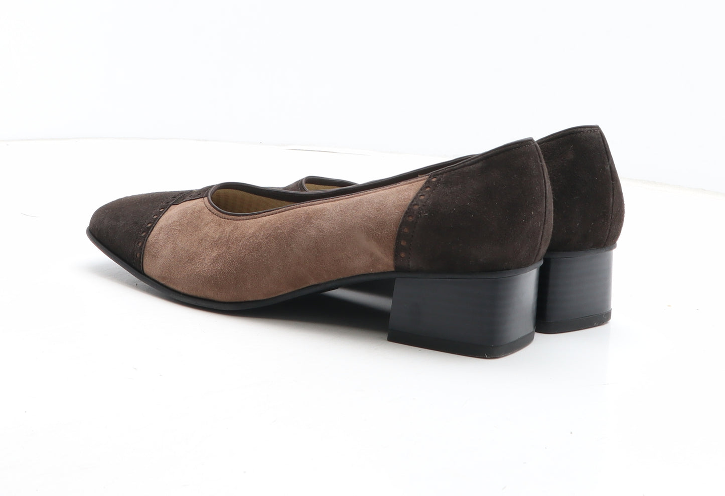 ara Womens Brown Colourblock Leather Court Heel UK
