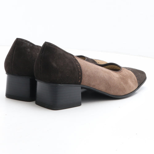 ara Womens Brown Colourblock Leather Court Heel UK