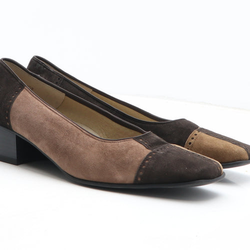 ara Womens Brown Colourblock Leather Court Heel UK