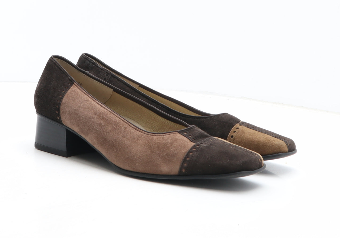 ara Womens Brown Colourblock Leather Court Heel UK