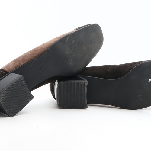 ara Womens Brown Colourblock Leather Court Heel UK