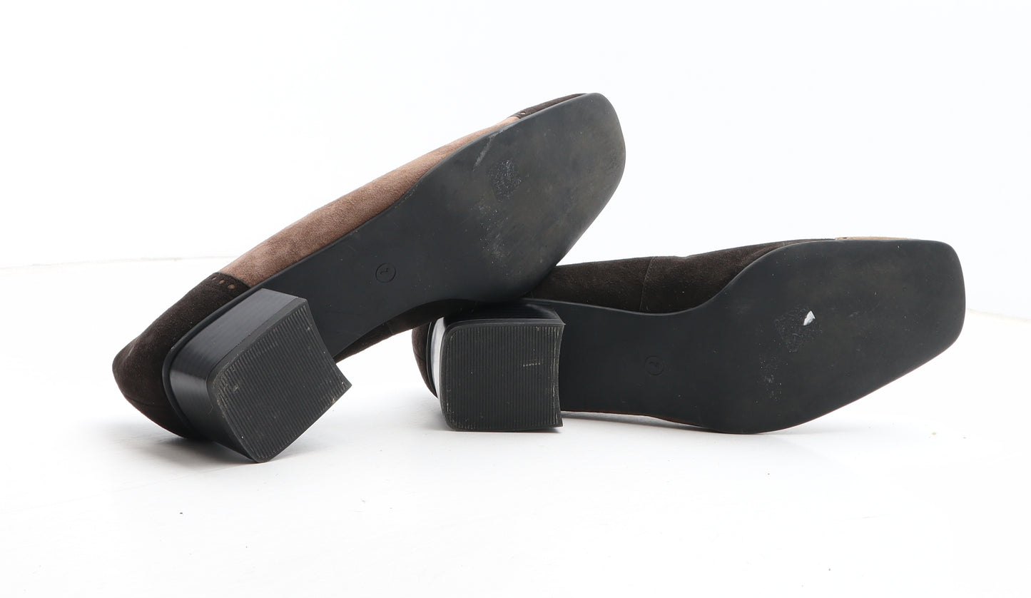 ara Womens Brown Colourblock Leather Court Heel UK