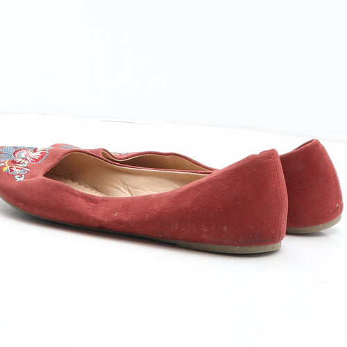 Sole Sensation Womens Red Geometric Fabric Ballet Flat UK