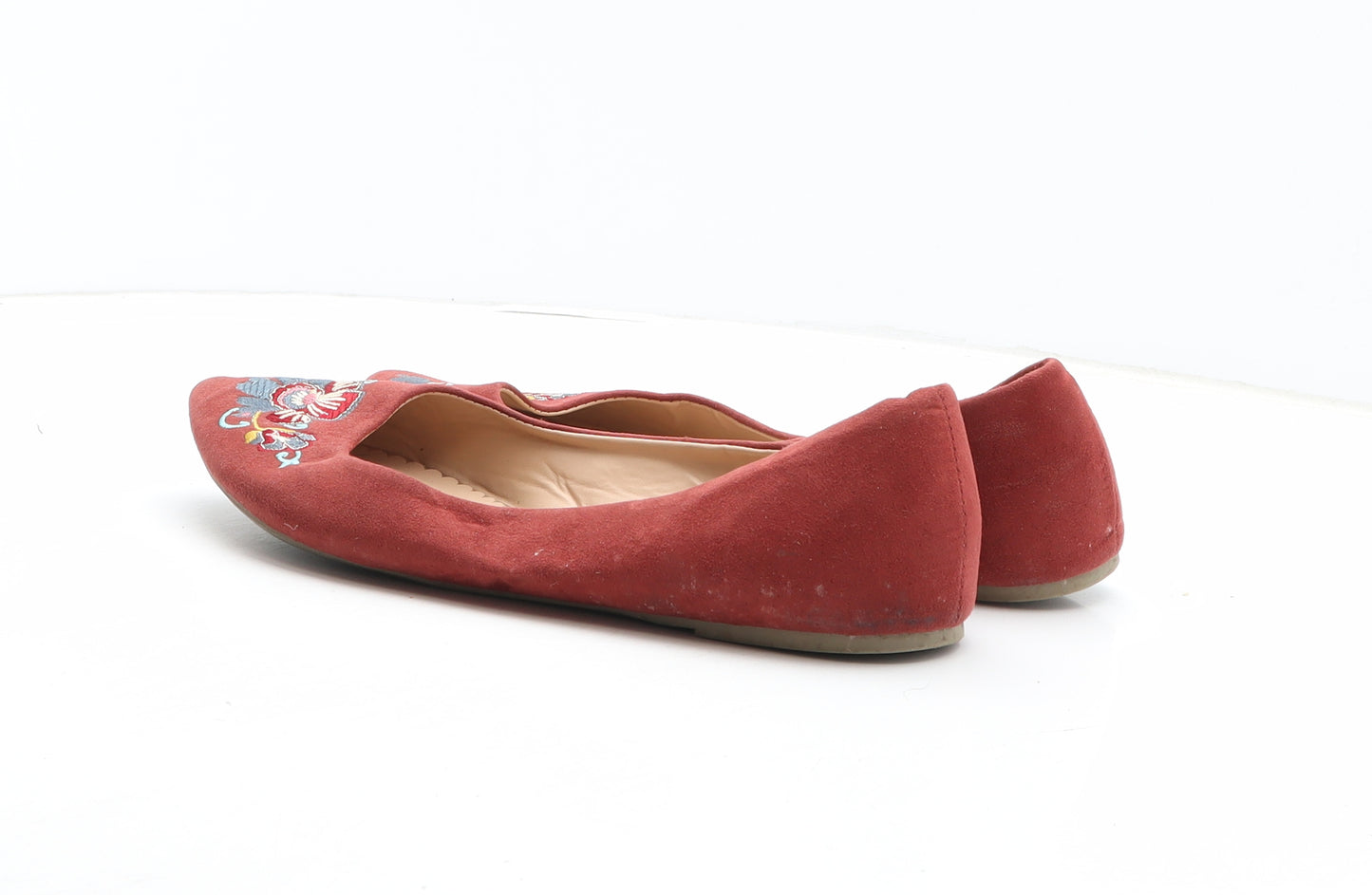 Sole Sensation Womens Red Geometric Fabric Ballet Flat UK