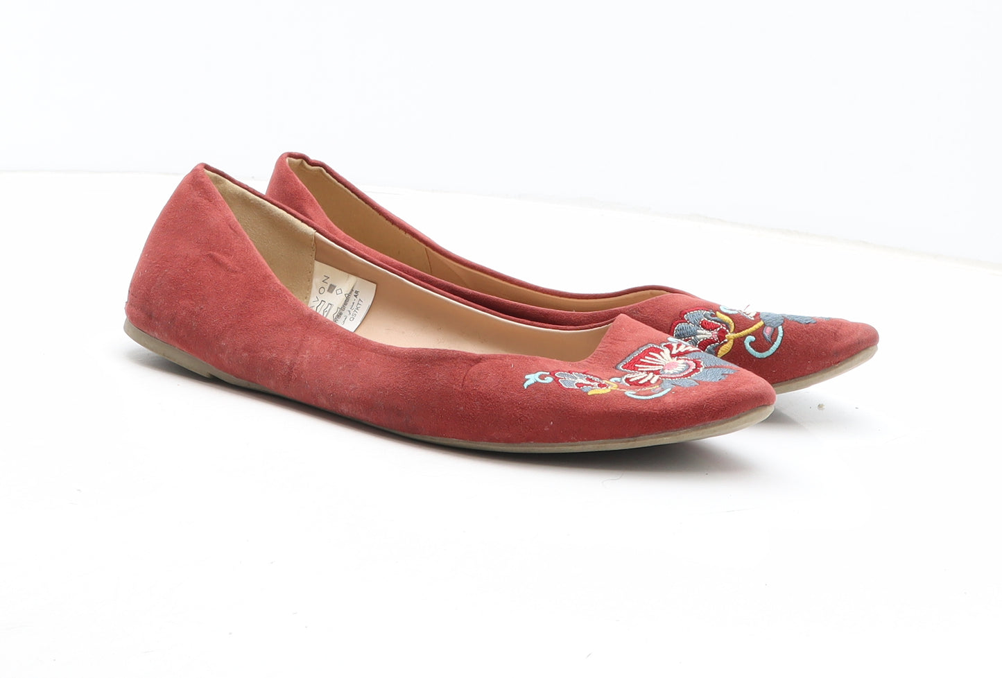 Sole Sensation Womens Red Geometric Fabric Ballet Flat UK