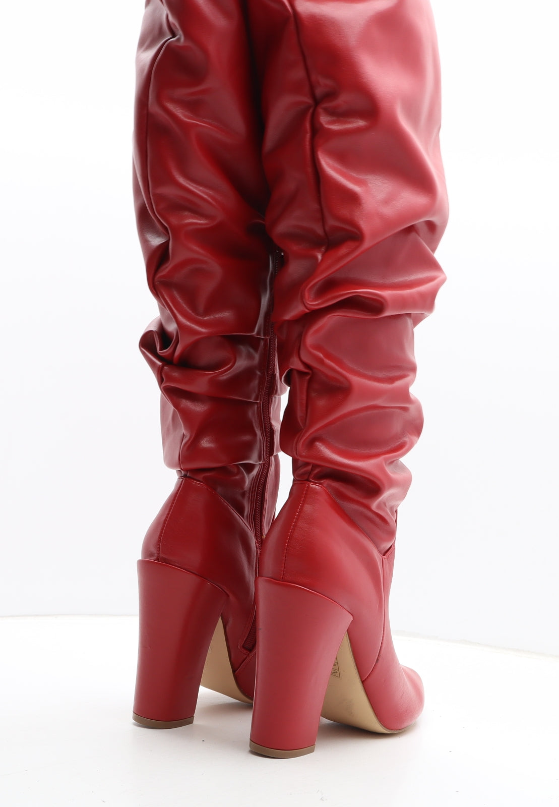 Preworn Womens Red Synthetic Bootie Boot UK