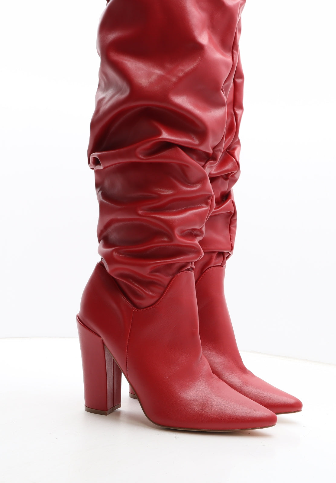 Preworn Womens Red Synthetic Bootie Boot UK