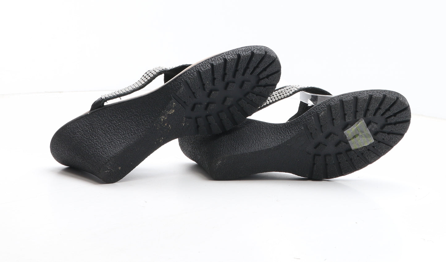 Soleflex Womens Black Leather Mule Heel UK