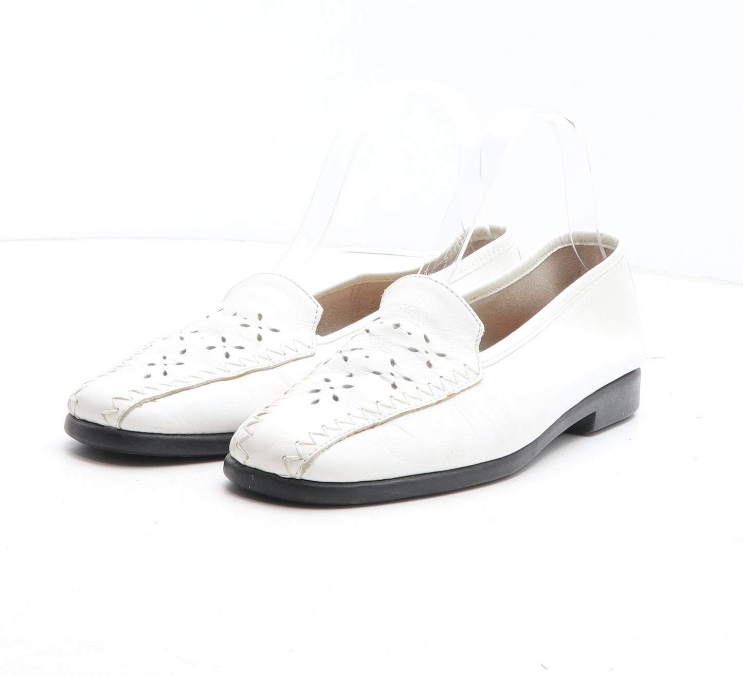 FootGlove Womens White Geometric Synthetic Slip On Casual UK