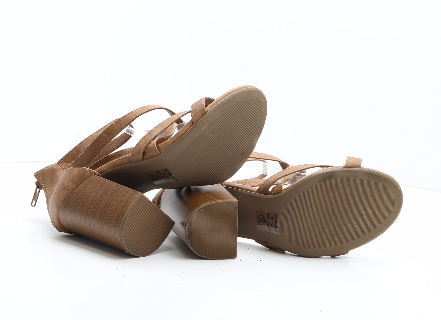 Sheln Womens Brown Fabric Strappy Heel UK