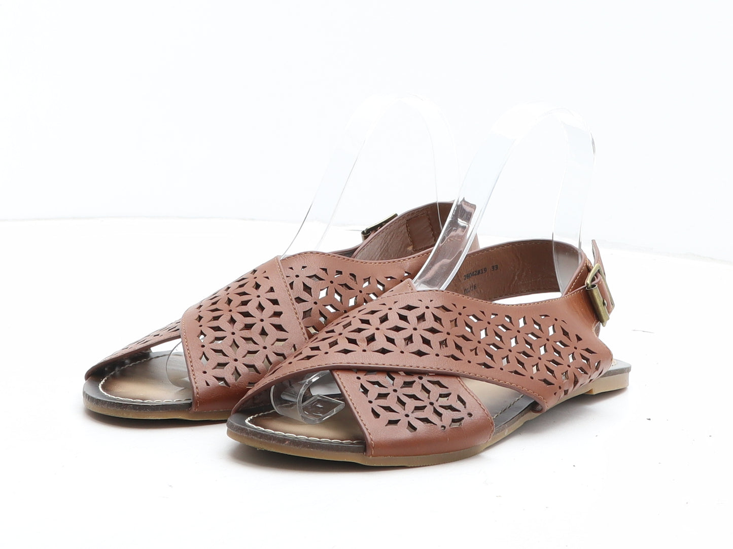 Emilio Lucax Womens Brown Geometric Synthetic Slingback Sandal UK