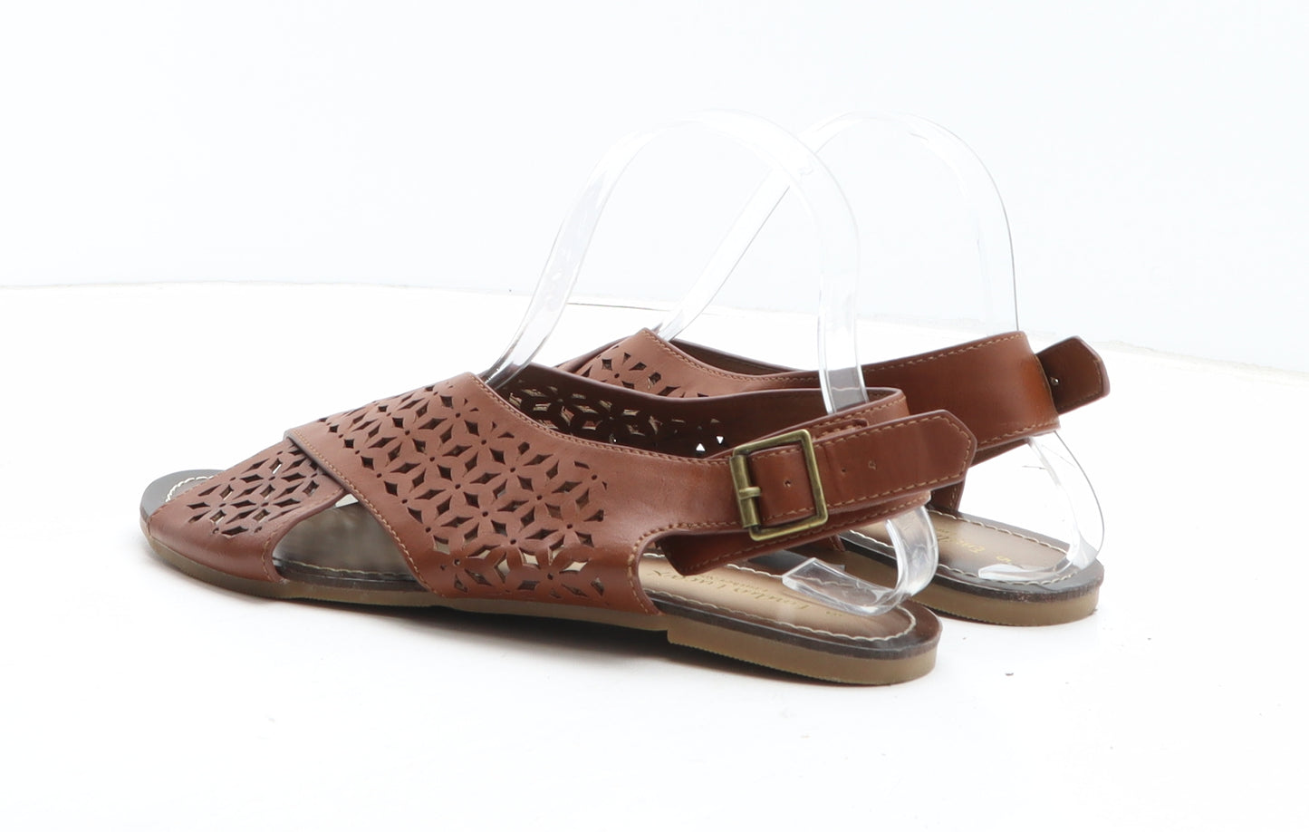 Emilio Lucax Womens Brown Geometric Synthetic Slingback Sandal UK