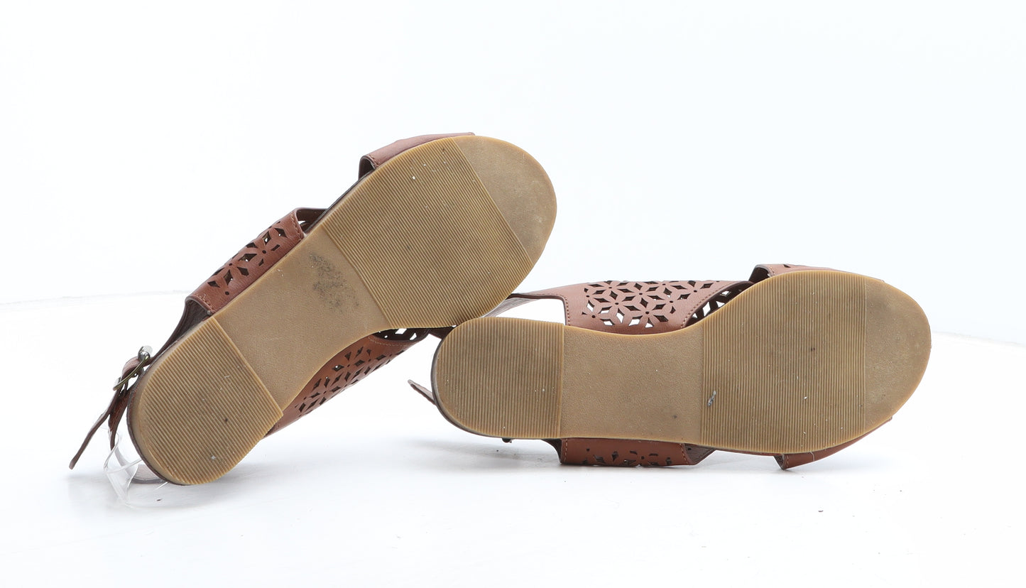 Emilio Lucax Womens Brown Geometric Synthetic Slingback Sandal UK