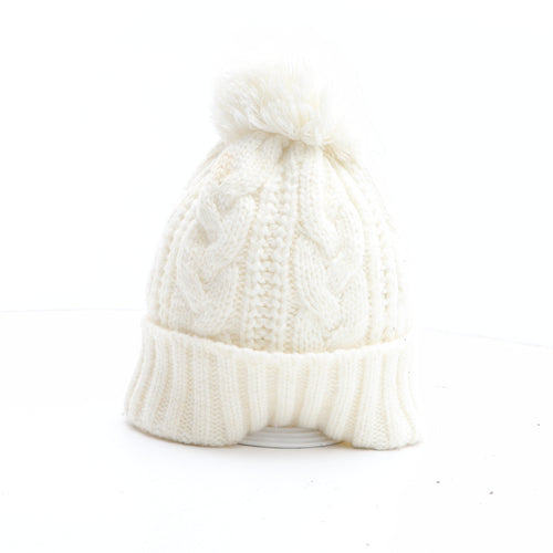 The North Face Womens Beige Acrylic Bobble Hat One Size
