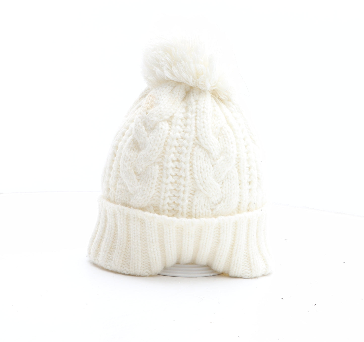 The North Face Womens Beige Acrylic Bobble Hat One Size