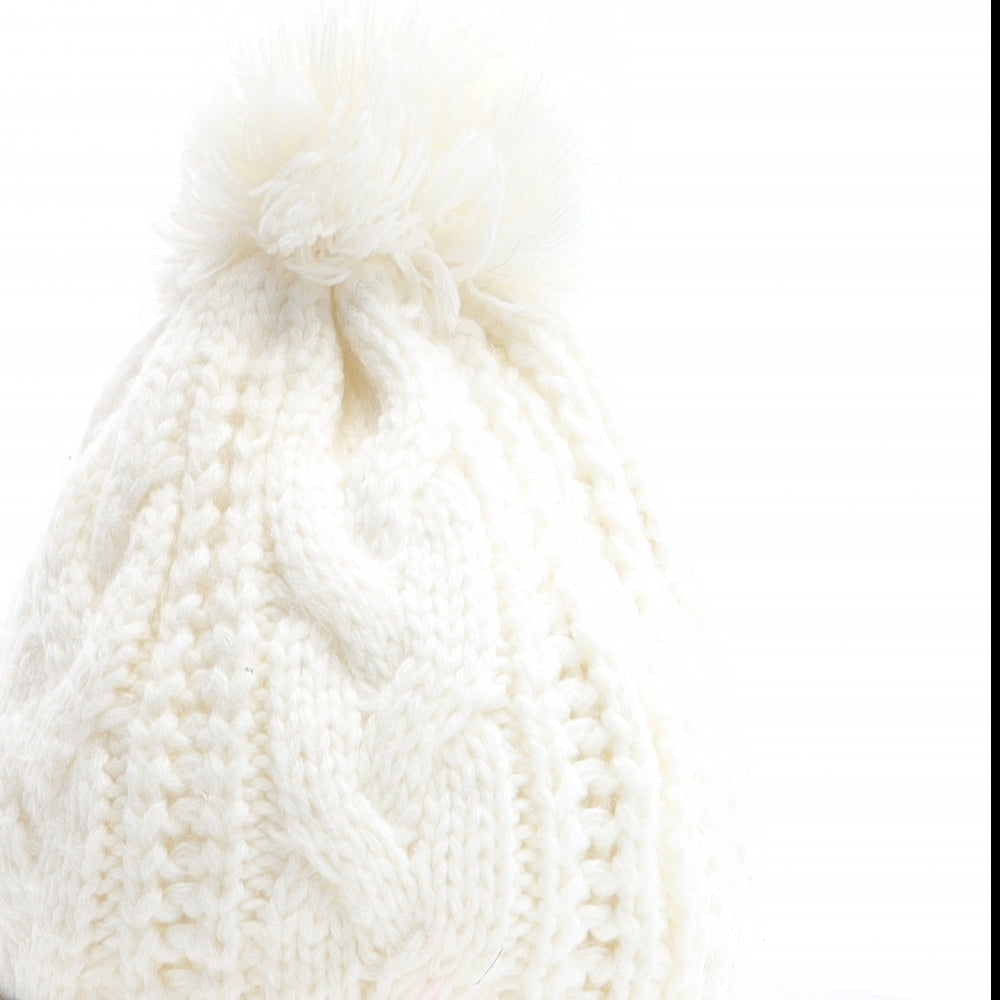 The North Face Womens Beige Acrylic Bobble Hat One Size