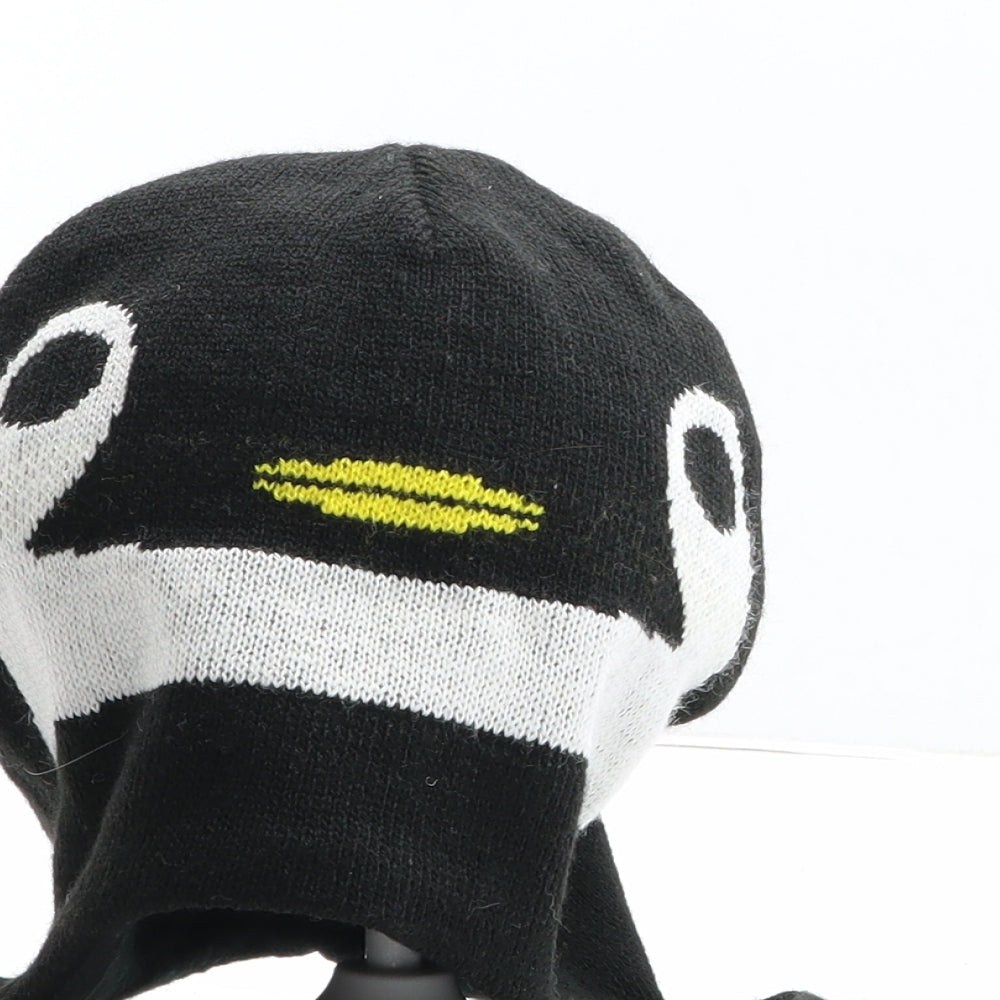 Preworn Womens Black Acrylic Winter Hat One Size - Penguin Detail