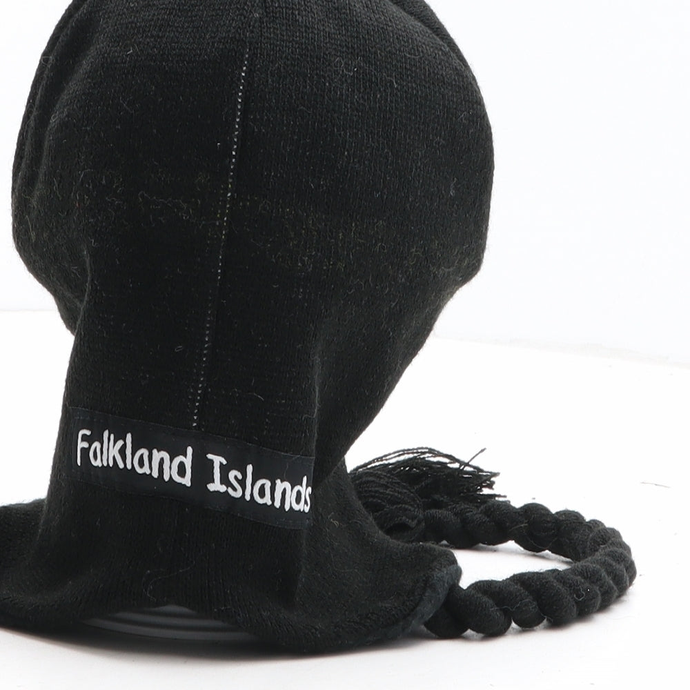 Preworn Womens Black Acrylic Winter Hat One Size - Penguin Detail