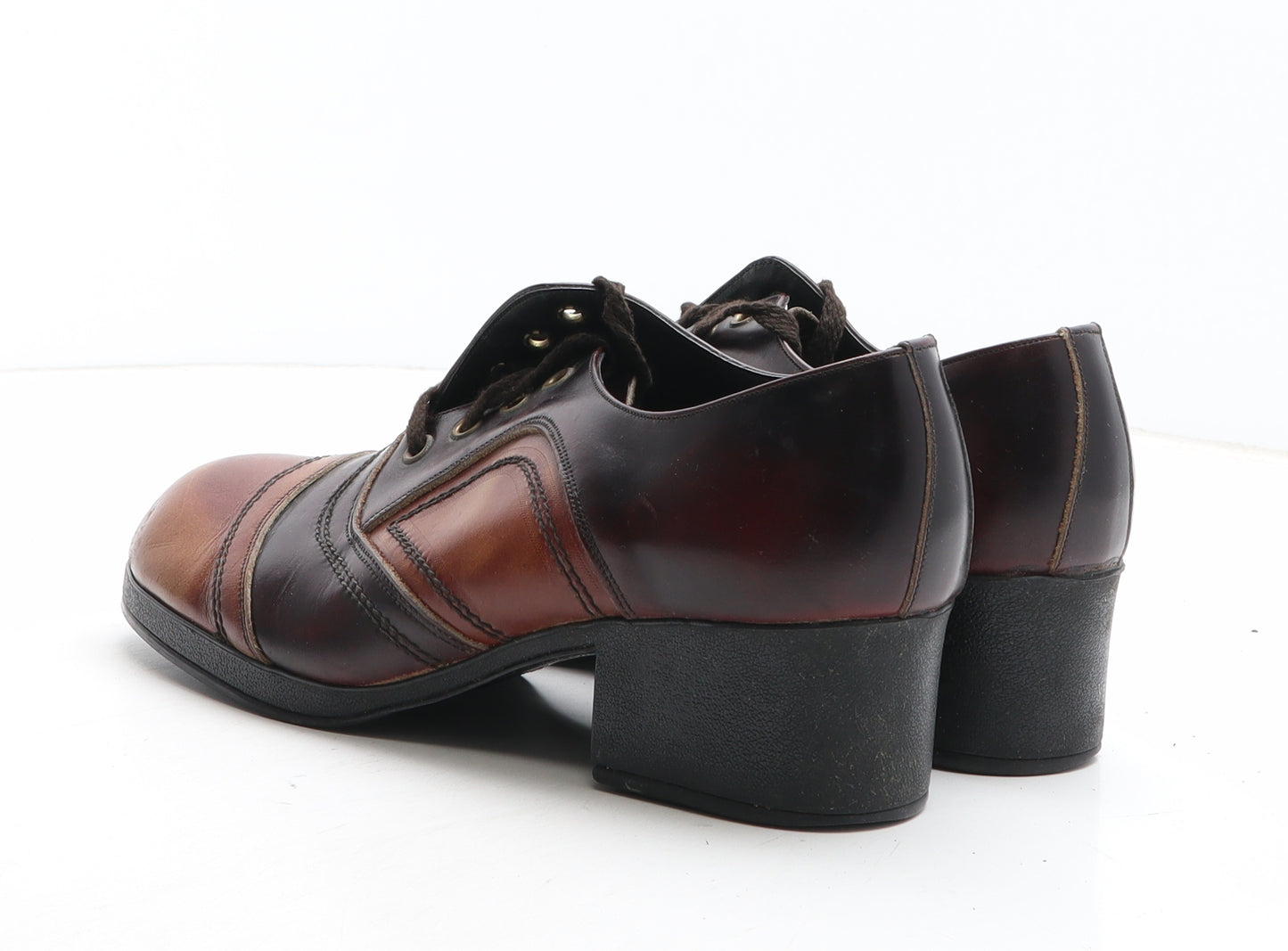 County Womens Brown Colourblock Leather Court Heel UK