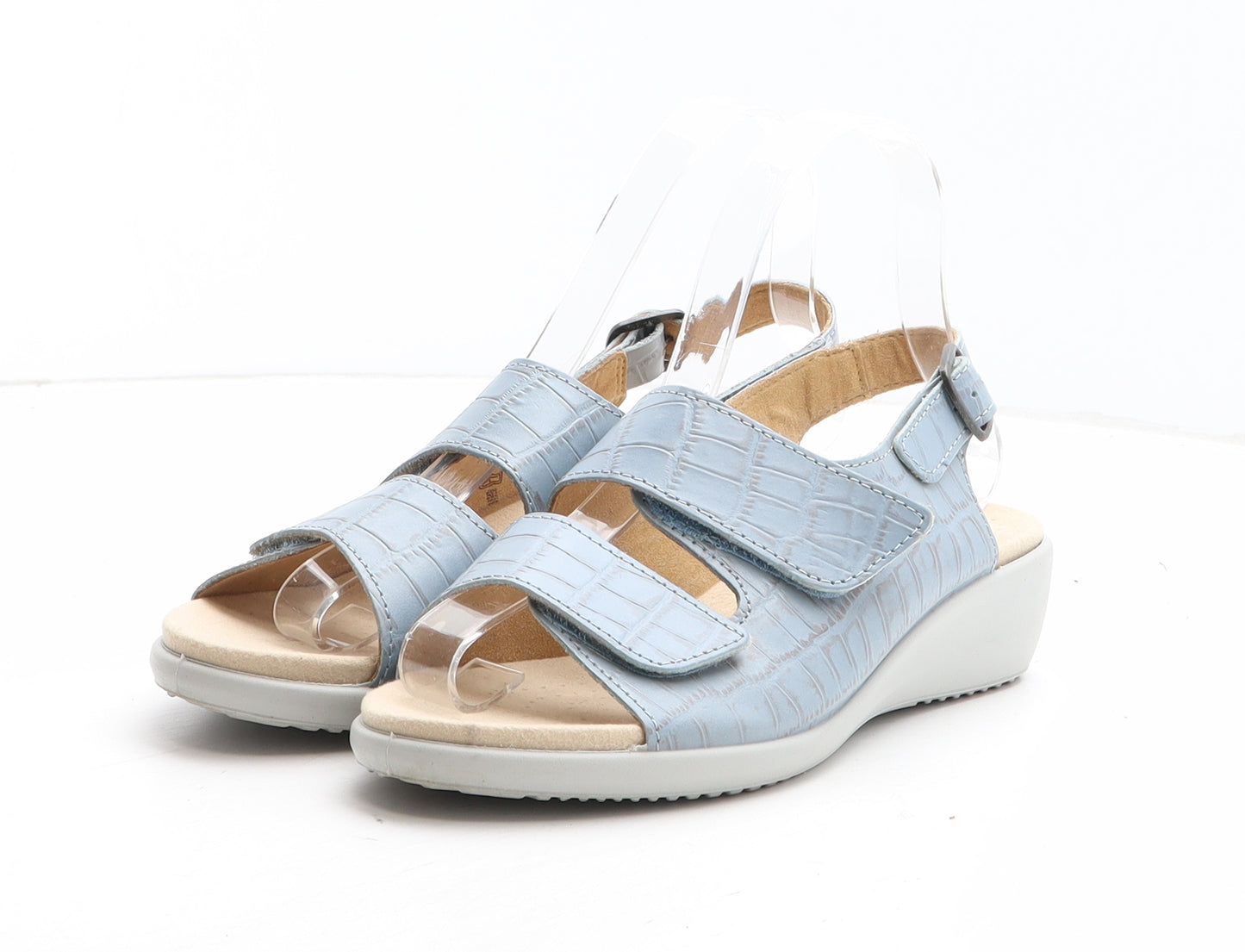 Hotter Womens Blue Synthetic Slingback Sandal UK - Croc Texture