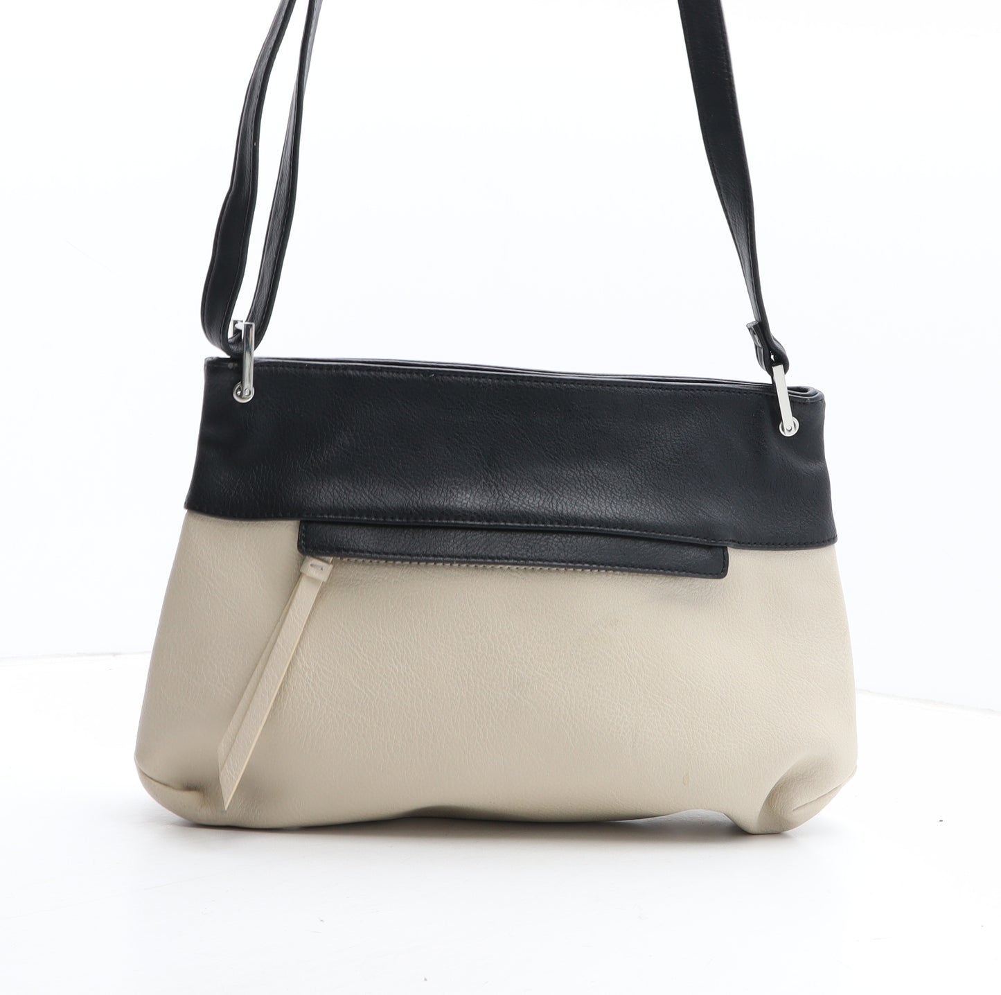 Marks and Spencer Womens Beige Colorblock Polyurethane Crossbody Size Medium