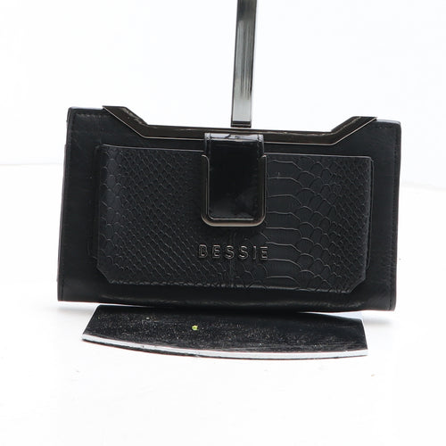 Bessie Womens Black Polyurethane Bow Tie Wallet Size M - Croc Texture