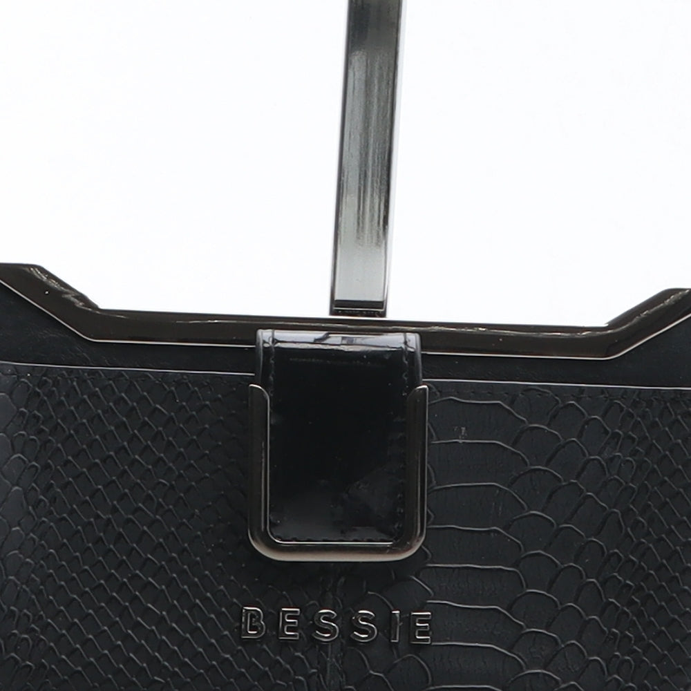 Bessie Womens Black Polyurethane Bow Tie Wallet Size M - Croc Texture