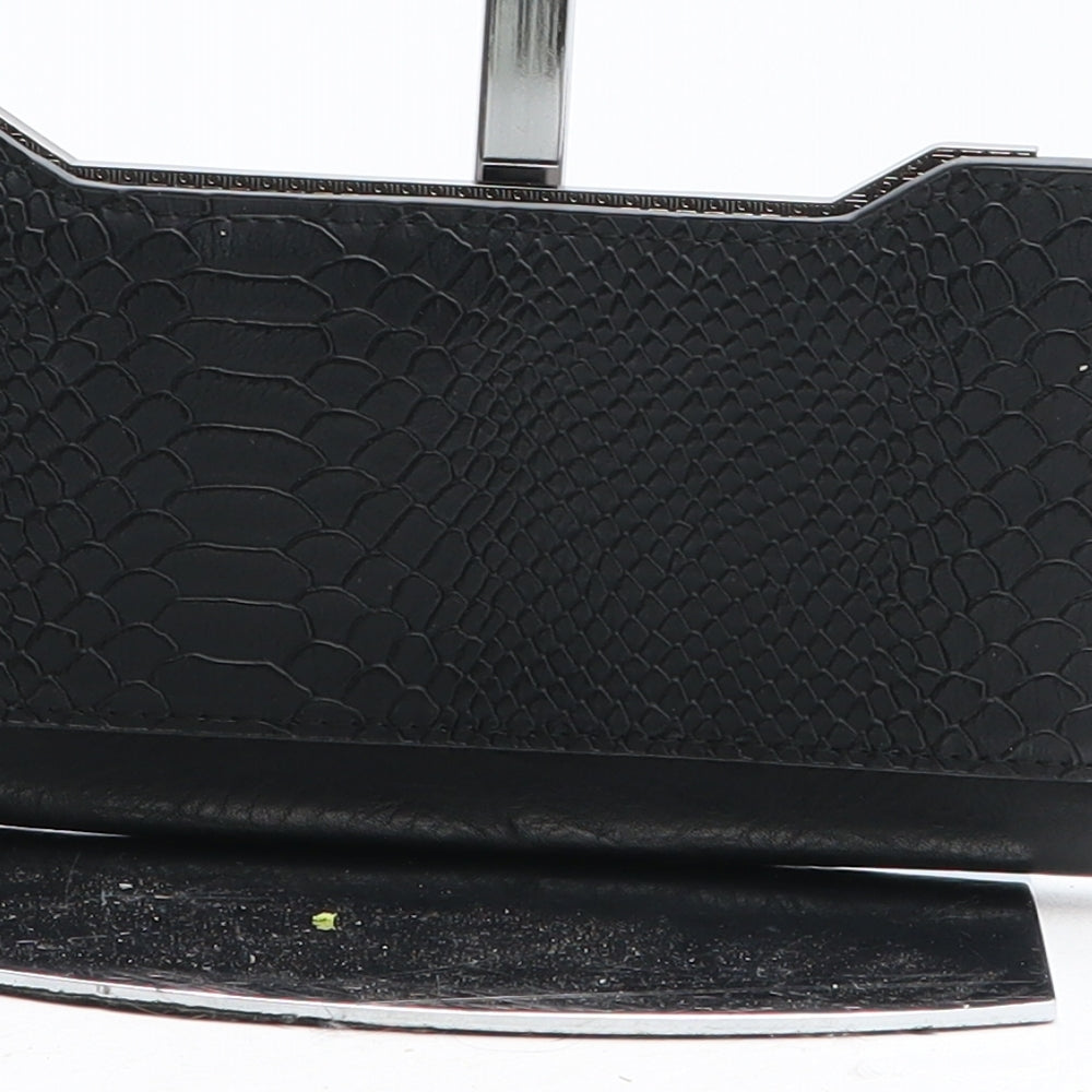 Bessie Womens Black Polyurethane Bow Tie Wallet Size M - Croc Texture